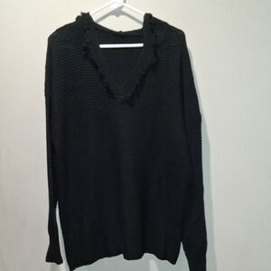 Women's Knitted Hooded Sweater V-Neck